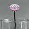 Princess & Diamond Print Black Plastic 7" Stir Stick - Oval - Main