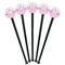 Princess & Diamond Print Black Plastic 7" Stir Stick - Round - Fan View