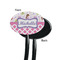 Princess & Diamond Print Black Plastic 7" Stir Stick - Single Sided - Oval - Front & Back