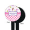 Princess & Diamond Print Black Plastic 7" Stir Stick - Single Sided - Round - Front & Back