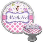 Princess & Diamond Print Cabinet Knob (Silver) (Personalized)