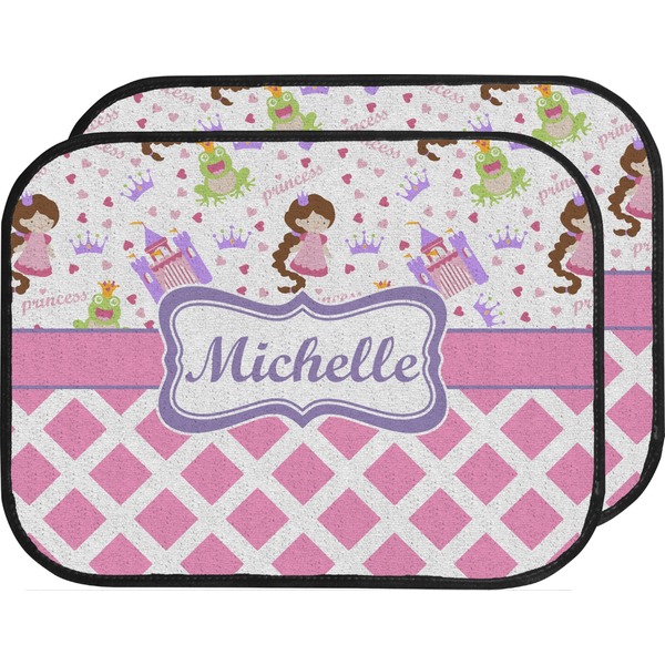 Custom Princess & Diamond Print Car Floor Mats (Back Seat) (Personalized)