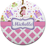 Princess & Diamond Print Round Ceramic Ornament w/ Name or Text