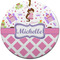 Princess & Diamond Print Ceramic Flat Ornament - Circle (Front)