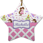 Princess & Diamond Print Star Ceramic Ornament w/ Name or Text