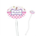 Princess & Diamond Print 7" Oval Plastic Stir Sticks - Clear (Personalized)