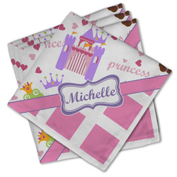 Princess & Diamond Print Cloth Cocktail Napkins - Set of 4 w/ Name or Text