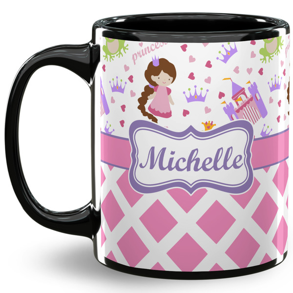 Custom Princess & Diamond Print 11 Oz Coffee Mug - Black (Personalized)