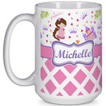 Princess & Diamond Print 15 Oz Coffee Mug - White (Personalized)