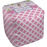 Princess & Diamond Print Cube Pouf Ottoman - 13" (Personalized)