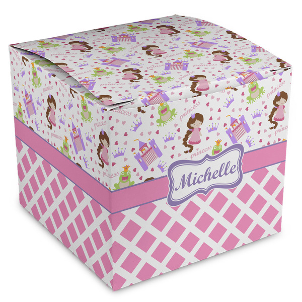 Custom Princess & Diamond Print Cube Favor Gift Boxes (Personalized)