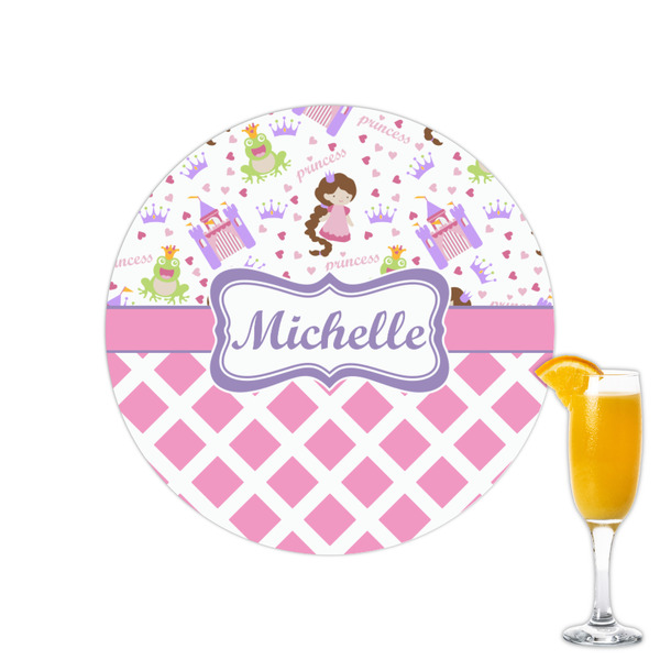 Custom Princess & Diamond Print Printed Drink Topper - 2.15" (Personalized)