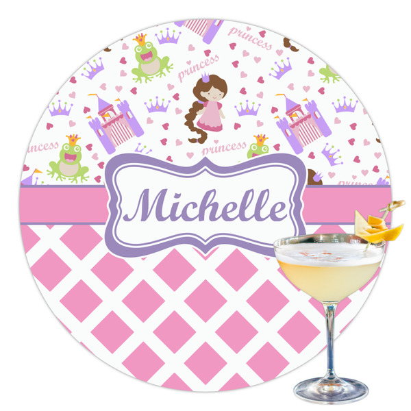 Custom Princess & Diamond Print Printed Drink Topper - 3.5" (Personalized)