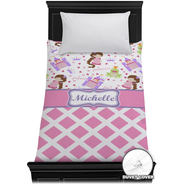 Custom Princess & Diamond Print Duvet Cover - Twin XL (Personalized)