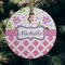 Princess & Diamond Print Frosted Glass Ornament - Round (Lifestyle)