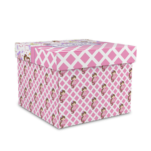 Custom Princess & Diamond Print Gift Box with Lid - Canvas Wrapped - Medium (Personalized)