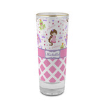 Princess & Diamond Print 2 oz Shot Glass - Glass with Gold Rim (Personalized)