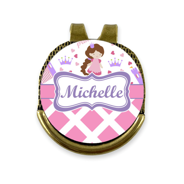 Custom Princess & Diamond Print Golf Ball Marker - Hat Clip - Gold