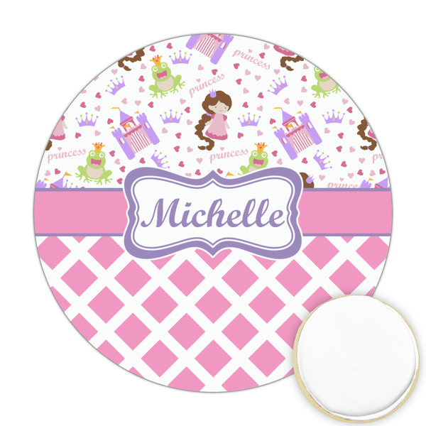 Custom Princess & Diamond Print Printed Cookie Topper - 2.5" (Personalized)