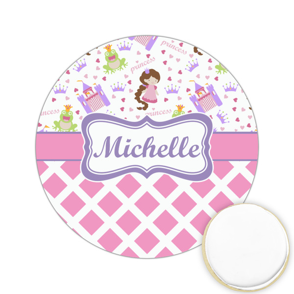 Custom Princess & Diamond Print Printed Cookie Topper - 2.15" (Personalized)