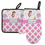 Princess & Diamond Print Left Oven Mitt & Pot Holder Set w/ Name or Text