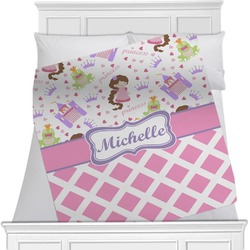 Princess & Diamond Print Minky Blanket - Toddler / Throw - 60"x50" - Double Sided (Personalized)