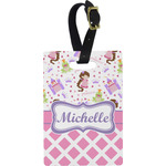 Princess & Diamond Print Plastic Luggage Tag - Rectangular w/ Name or Text