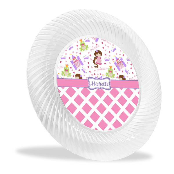 Custom Princess & Diamond Print Plastic Party Dinner Plates - 10" (Personalized)