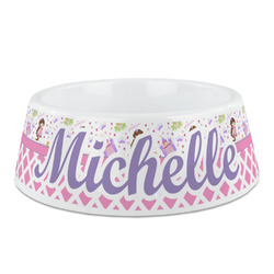 Princess & Diamond Print Plastic Dog Bowl - Medium (Personalized)