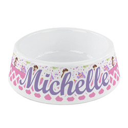 Princess & Diamond Print Plastic Dog Bowl - Small (Personalized)