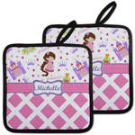 Princess & Diamond Print Pot Holders - Set of 2 w/ Name or Text