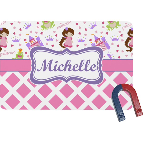 Custom Princess & Diamond Print Rectangular Fridge Magnet (Personalized)