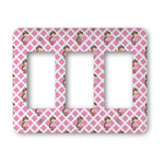 Princess & Diamond Print Rocker Style Light Switch Cover - Three Switch