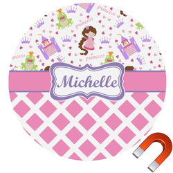 Princess & Diamond Print Round Car Magnet - 10" (Personalized)