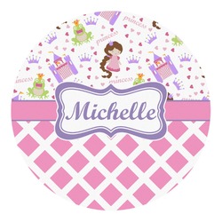 Princess & Diamond Print Round Decal - Small (Personalized)