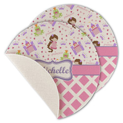 Princess & Diamond Print Round Linen Placemat - Single Sided - Set of 4 (Personalized)