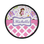 Princess & Diamond Print Iron On Round Patch w/ Name or Text