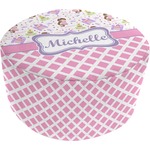 Princess & Diamond Print Round Pouf Ottoman (Personalized)