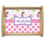 Princess & Diamond Print Natural Wooden Tray - Large (Personalized)