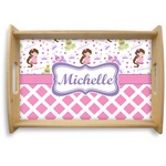 Princess & Diamond Print Natural Wooden Tray - Small (Personalized)