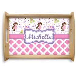 Princess & Diamond Print Natural Wooden Tray - Small (Personalized)