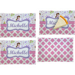 Princess & Diamond Print Set of 4 Glass Rectangular Appetizer / Dessert Plate (Personalized)