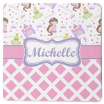 Princess & Diamond Print Square Rubber Backed Coaster (Personalized)