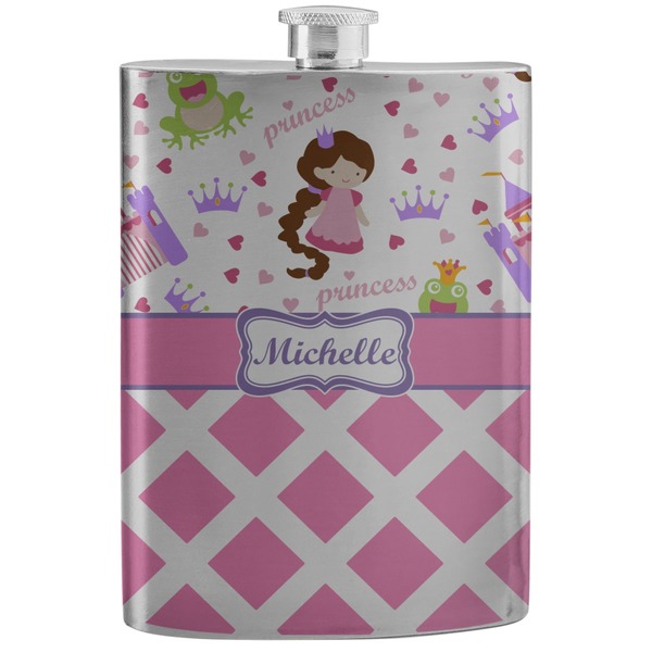 Custom Princess & Diamond Print Stainless Steel Flask (Personalized)