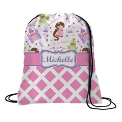 Princess & Diamond Print Drawstring Backpack - Medium (Personalized)
