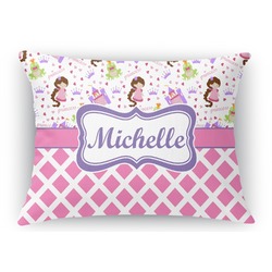 Princess & Diamond Print Rectangular Throw Pillow Case - 12"x18" (Personalized)