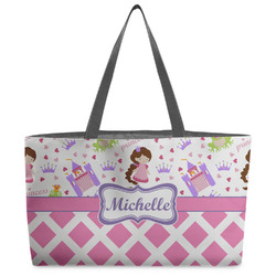 Princess & Diamond Print Beach Totes Bag - w/ Black Handles (Personalized)