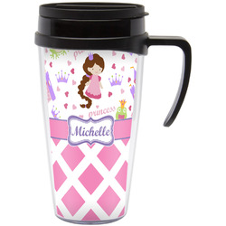 Princess & Diamond Print Acrylic Travel Mug with Handle (Personalized)
