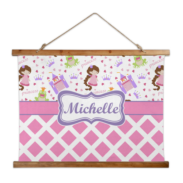 Custom Princess & Diamond Print Wall Hanging Tapestry - Wide (Personalized)