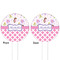 Princess & Diamond Print White Plastic 4" Food Pick - Round - Double Sided - Front & Back